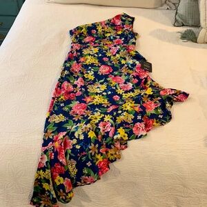 Asymmetrical Floral Midi Dress